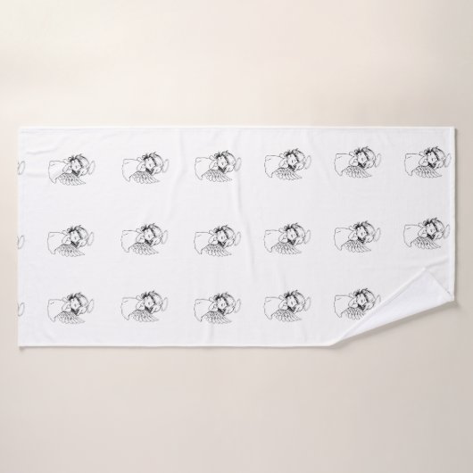 Seamless Pattern with Cute Hand-Drawn Angels – Vec バスタオル (バスタオル)