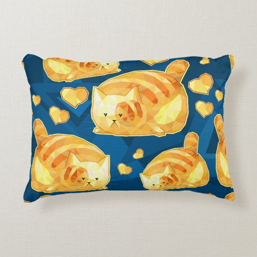 Seamless pattern with cute polygonal cartoon cats, アクセントクッション (正面)
