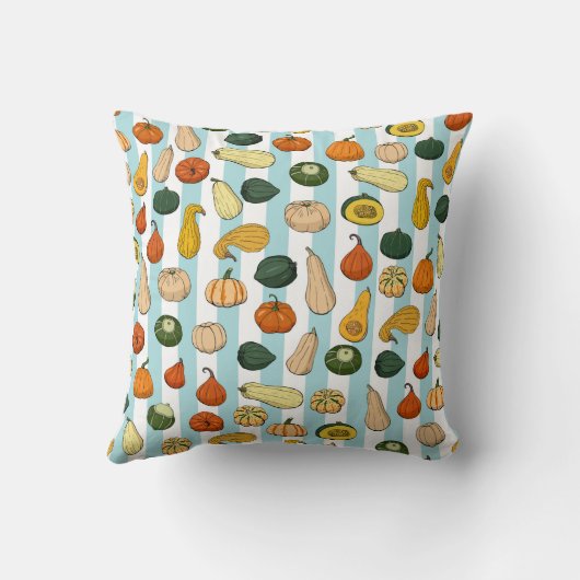 Seamless pattern with different hand drawn squashe クッション (裏面)