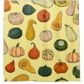 Seamless pattern with different hand drawn squashe シャワーカーテン (正面)