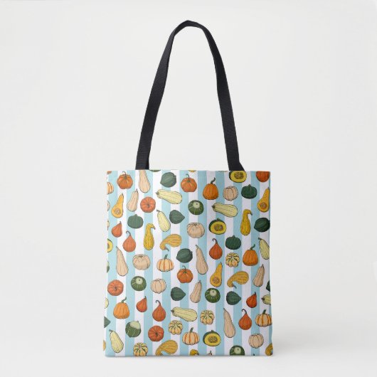 Seamless pattern with different hand drawn squashe トートバッグ (正面)