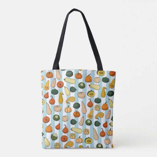 Seamless pattern with different hand drawn squashe トートバッグ (裏面)