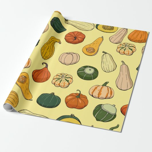 Seamless pattern with different hand drawn squashe ラッピングペーパー (アンロールド)