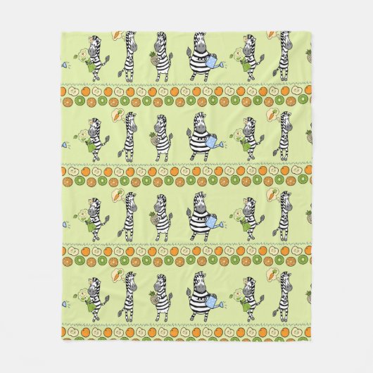 Seamless pattern with different zebras and differe フリースブランケット (正面)