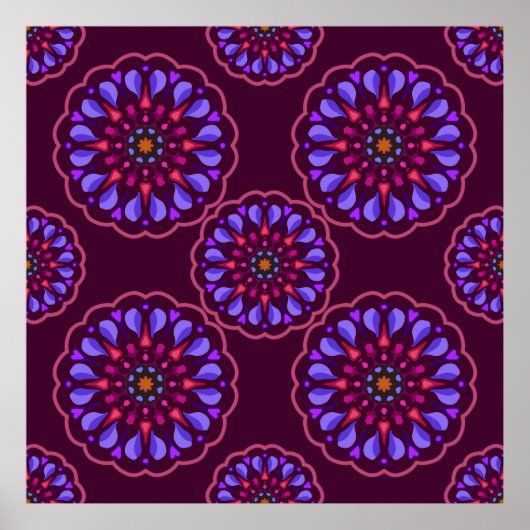 Seamless pattern with ethnic mandala art ornament. ポスター (正面)