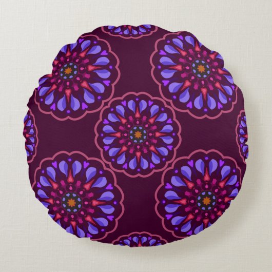 Seamless pattern with ethnic mandala art ornament. ラウンドクッション (正面)