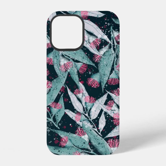 Seamless pattern with eucalyptus leaves and flower iPhoneケース (裏面)