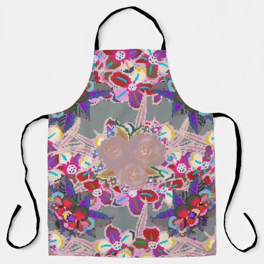 Seamless pattern with floral motif. Seamless patte エプロン (正面)