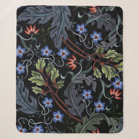 Seamless pattern with flowers in art deco style. M シェルパブランケット (正面)