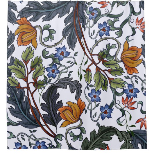 Seamless pattern with flowers in art deco style. M シャワーカーテン (正面)