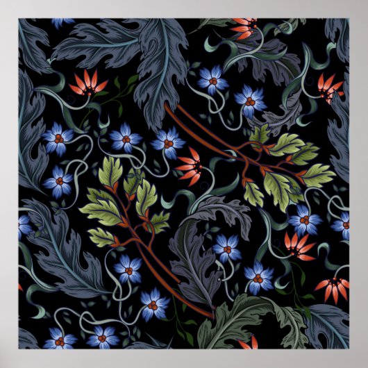 Seamless pattern with flowers in art deco style. M ポスター (正面)
