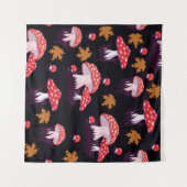 Seamless pattern with fly agaric and maple leaves. タペストリー (正面(横))