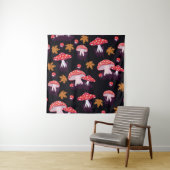 Seamless pattern with fly agaric and maple leaves. タペストリー (インサイチュ)