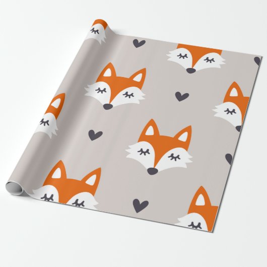 Seamless pattern with fox faces. Hand drawn repeat ラッピングペーパー (アンロールド)