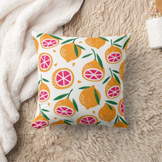 Seamless pattern with fruits. Stamp textured. クッション (ブランケット)