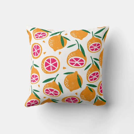 Seamless pattern with fruits. Stamp textured. クッション (裏面)