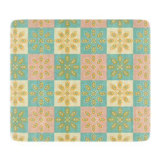 Seamless pattern with geometric floral motifs カッティングボード (正面)