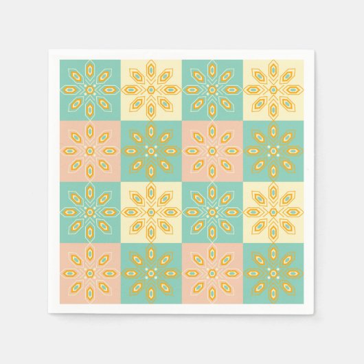 Seamless pattern with geometric floral motifs スタンダードカクテルナプキン (正面)