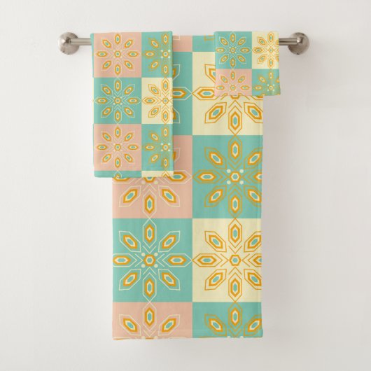 Seamless pattern with geometric floral motifs バスタオルセット (インサイチュ)