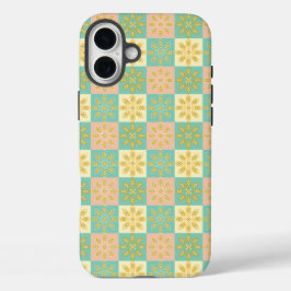 Seamless pattern with geometric floral motifs iPhone 16 plusケース