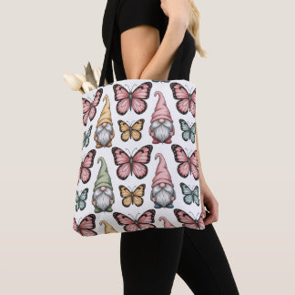 Seamless Pattern with Gnomes and Butterflies トートバッグ