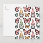 Seamless Pattern with Gnomes and Butterflies ポストカード (正面/裏面)