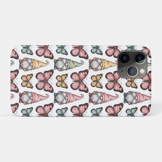Seamless Pattern with Gnomes and Butterflies Case-Mate iPhoneケース (裏面(横))
