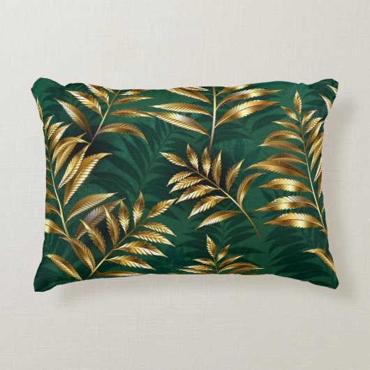 Seamless pattern with golden ferns アクセントクッション (正面)