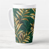 Seamless pattern with golden ferns カフェラテマグ (左アングル)
