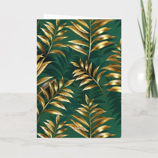 Seamless pattern with golden ferns カード (裏面)