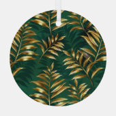 Seamless pattern with golden ferns ガラスオーナメント (裏面)
