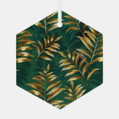 Seamless pattern with golden ferns ガラスオーナメント (裏面)