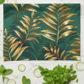 Seamless pattern with golden ferns キッチンタオル (折り畳み)