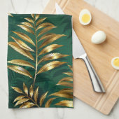 Seamless pattern with golden ferns キッチンタオル (四つ折り)