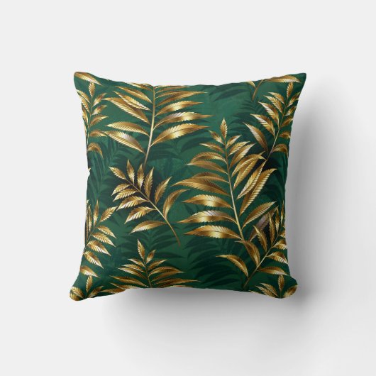 Seamless pattern with golden ferns クッション (裏面)