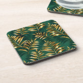 Seamless pattern with golden ferns コースター (左側)