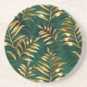 Seamless pattern with golden ferns コースター (正面)