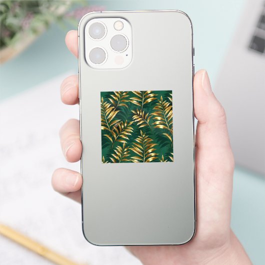 Seamless pattern with golden ferns シール (スマートフォン)