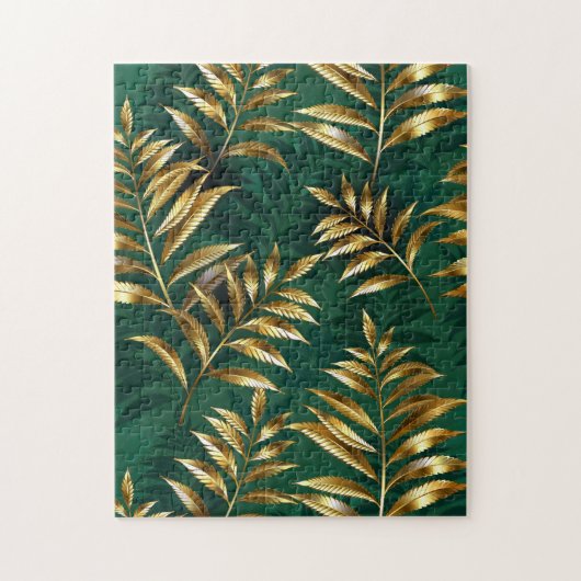 Seamless pattern with golden ferns ジグソーパズル (縦)