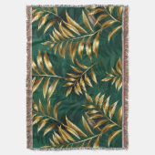 Seamless pattern with golden ferns スローブランケット (正面縦)