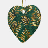 Seamless pattern with golden ferns セラミックオーナメント (左)