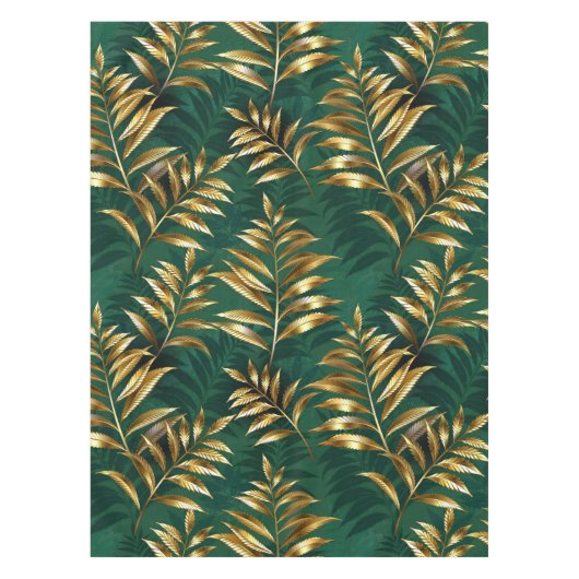 Seamless pattern with golden ferns テーブルクロス (正面)