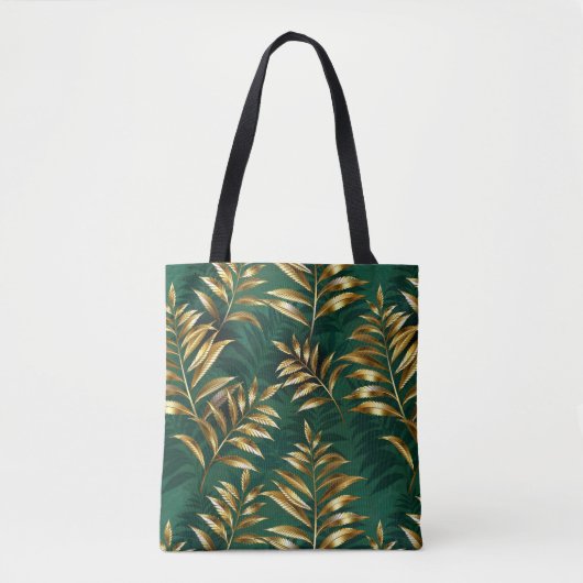 Seamless pattern with golden ferns トートバッグ (正面)