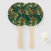 Seamless pattern with golden ferns ハンドファン (正面&裏面)
