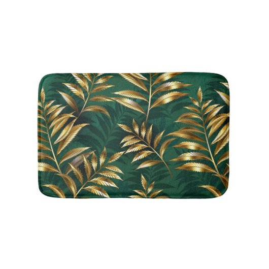 Seamless pattern with golden ferns バスマット (正面)