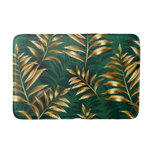Seamless pattern with golden ferns バスマット (正面)