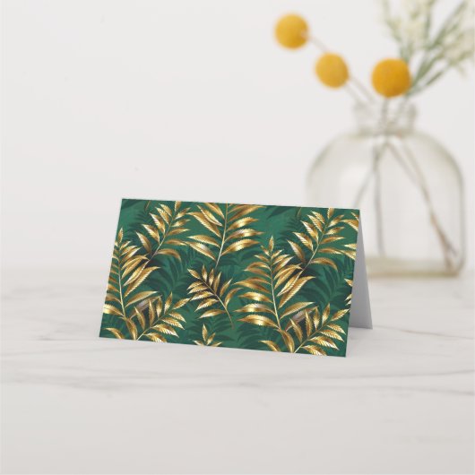 Seamless pattern with golden ferns プレイスカード (正面)