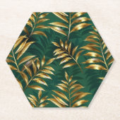 Seamless pattern with golden ferns ペーパーコースター (正面)
