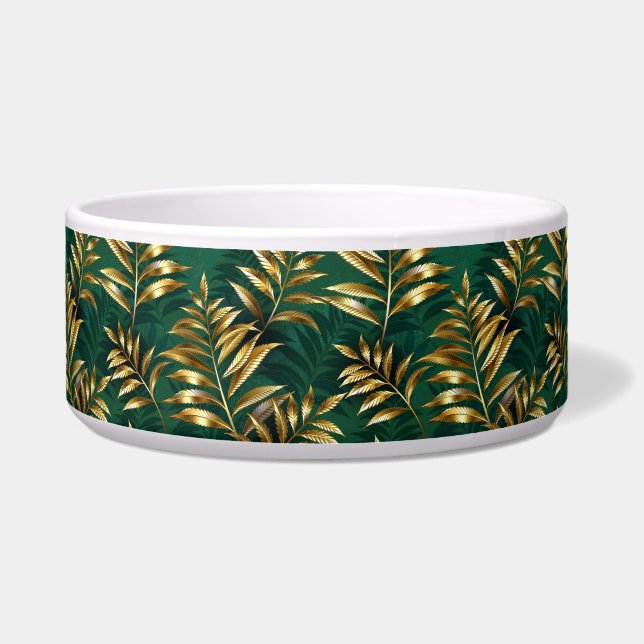 Seamless pattern with golden ferns ボウル (正面)