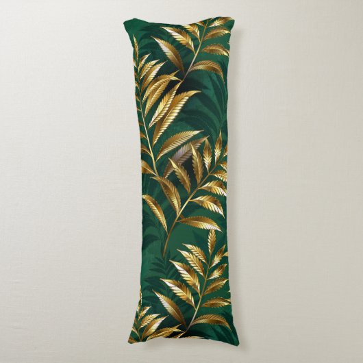 Seamless pattern with golden ferns ボディピロー (正面縦)